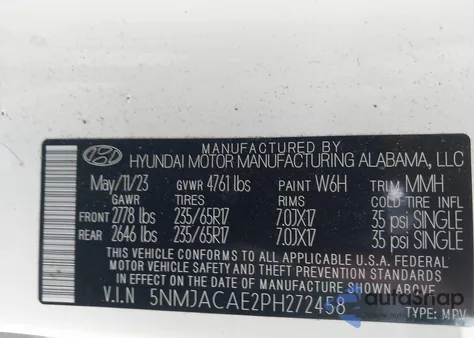 2023 Hyundai Tucson Se from USA, damaged, VIN 5NMJACAE2PH272458